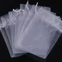 Белого цвета оптом мешочек из органзы для 9*12 см