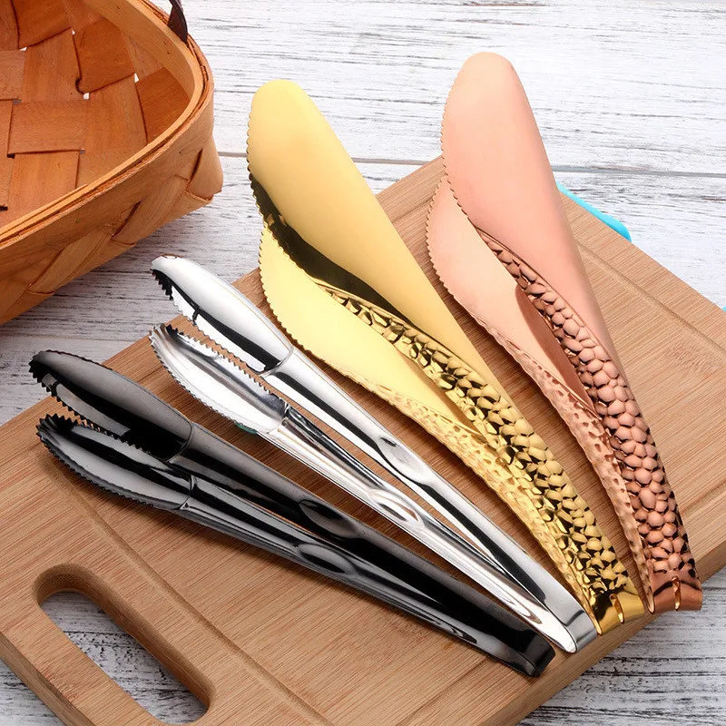 

Kitchen Tongs Serving Food Serpentine Bread Clip Colorful Rose Gold Stainless Steel Tongs BBQ Steak Clips Kitchen Tool