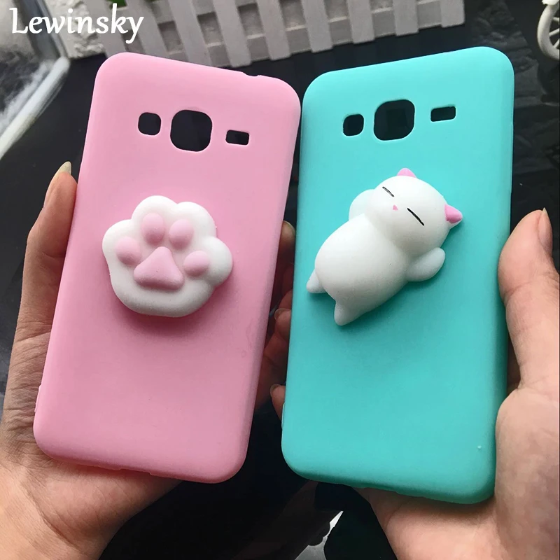 

3d Squishy Cat Silicon TPU Soft Case For Samsung Galaxy J3 J5 J7 2016 Candy Color Back Cover j3 2015 j510 J710 j310 phone cases