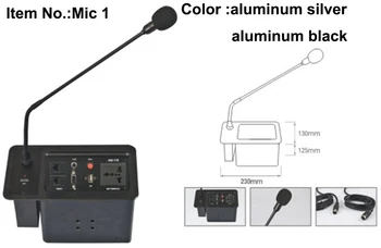 

2019 microphone socket for conference system aluminum panel silver and black color lid up gas open way socket programming
