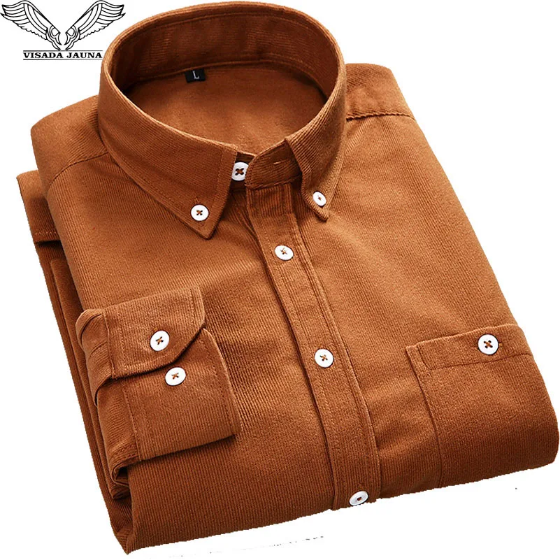 

VISADA JAUNA 2019 Causal Camisas Masculina Fit Slim Korean Version Solid Shirt Long Sleeve Male Shirt Size M-5XL N8986