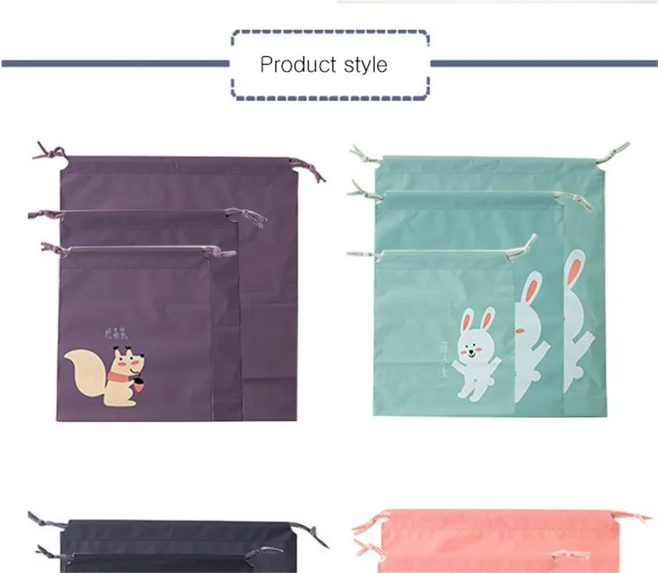 Cute Cartoon Waterproof Storage Bag For Clothing Shoes Underwear Kawaii Organizer Bag Drawstring Bag Housekeeping Stationery Bag (5)