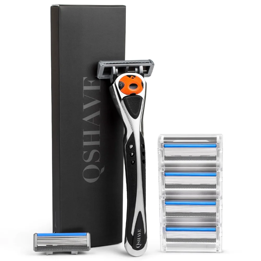 Online La maquinilla de afeitar Qshave Black Spider Man puede diseñar tu nombre en el mango adecuado Quattro Titanium (1 Mango, 6 cuchilla rasuradora de orígen Alemania X5)