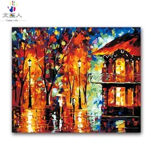 Уличный абстрактный пейзаж DIY Цифровая живопись маслом по номерам с комплекты живопись посылка красочные номера в оформлении комнаты