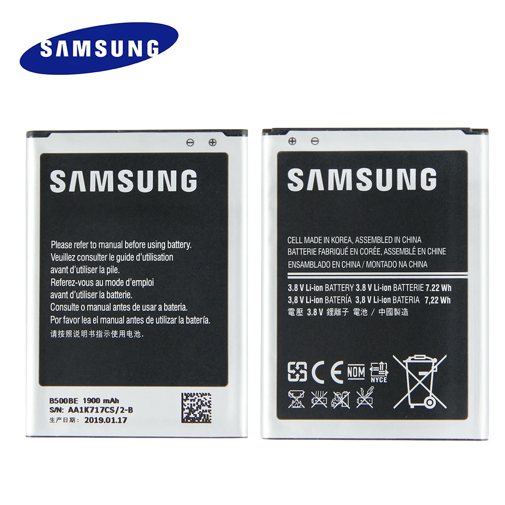 Оригинальная сменная батарея B500AE B500BE для samsung Galaxy S4 Mini B версия 3PIN I9190 I9192 Akku Batteria 1900mah