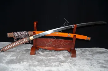 

Hand forged Japanese Tachi Sword 1060 Steel Full Tang Blade Very Sharp yellow Wood Scabbard Zinc alloy Tsuba can cut bamboo tre