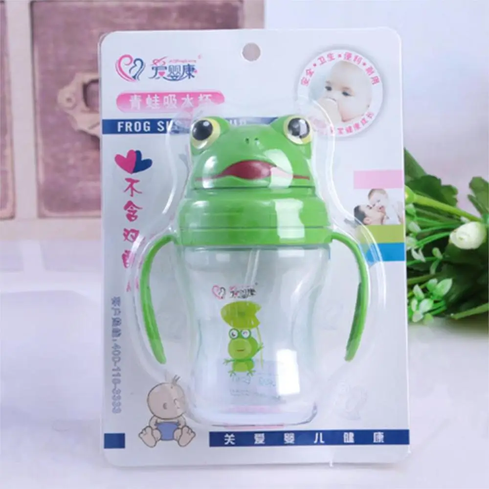 Tasse de paille pour enfants | Gobelets à boire avec poignées, Design mignon de grenouille #10