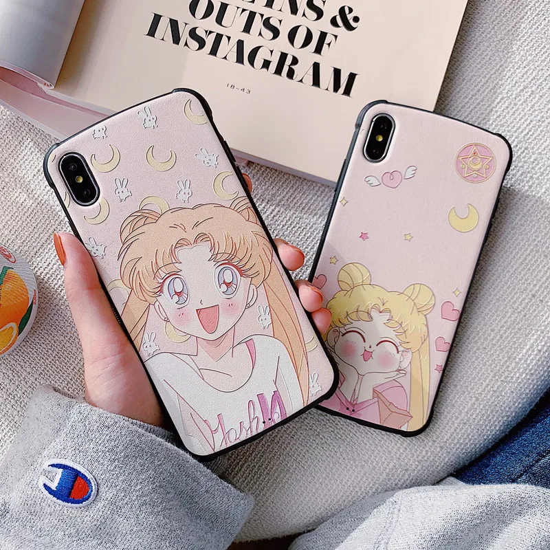 

Kawaii Sailor Moon beauty girls cute anime phone case For coque iPhone 7 7 plus 8 6s plus case silicon for iPhone cover X XS XR