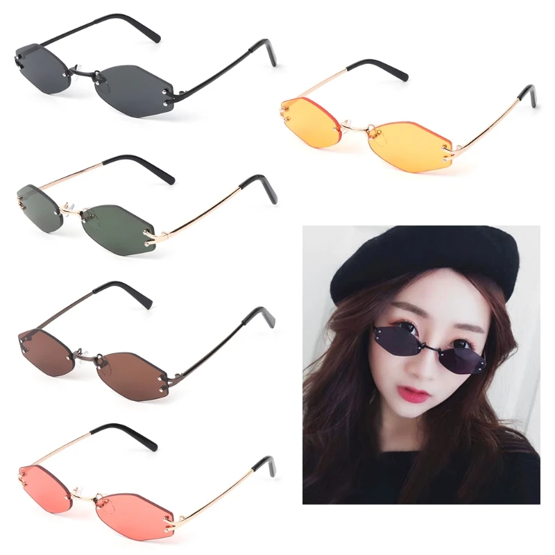 Mode Vintage Geometrische Marke 5 3 Designer Klar Shades Unisex Randlose Sonnenbrille 2 q5x7CC