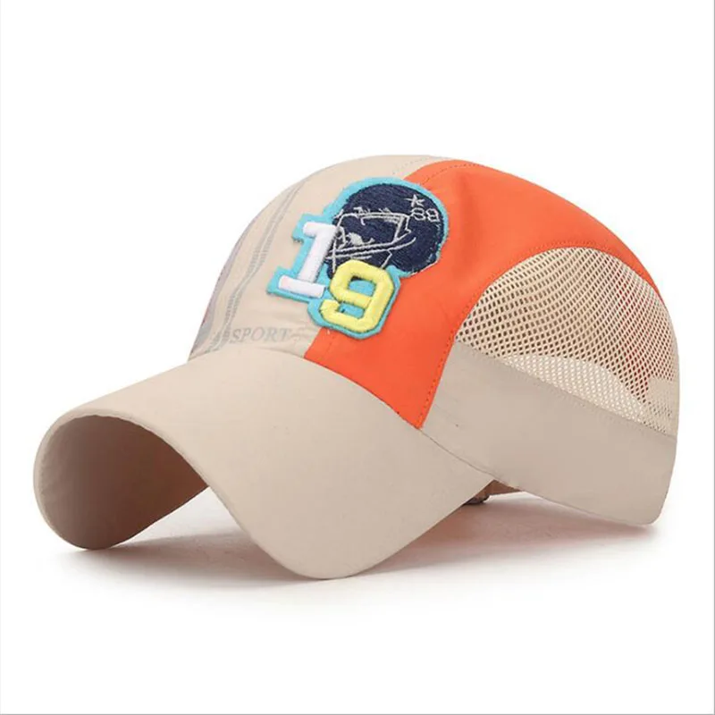 Дышащая сетчатая летняя кепка, бейсбольная кепка, Детская уличная Спортивная Кепка, s Snapback, шапки для мальчиков и девочек, солнцезащитная Кепка, регулируемая Детская кепка - Цвет: Бежевый