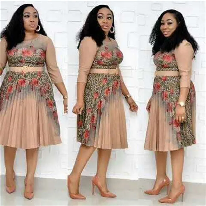 

2019 new elegent fashion style african women summer plus size printing dress L-XXL