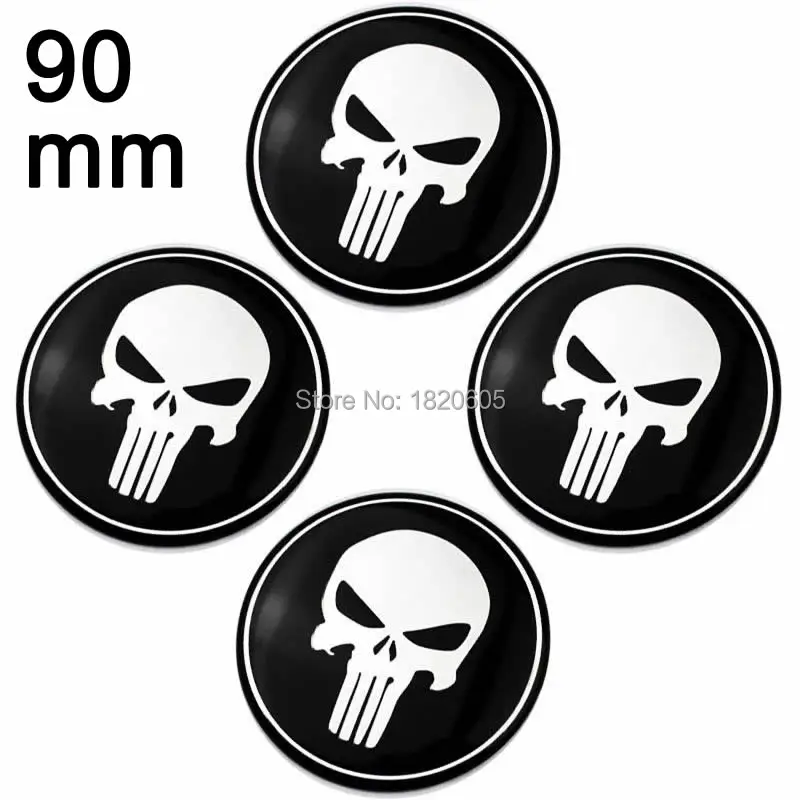 

4pcs Wheel Center Hub Caps Skull Logo Metal Emblem Decal Sticker 90mm 9cm For VW Jetta Golf MK4 New Bettle Passat B5 For Auto