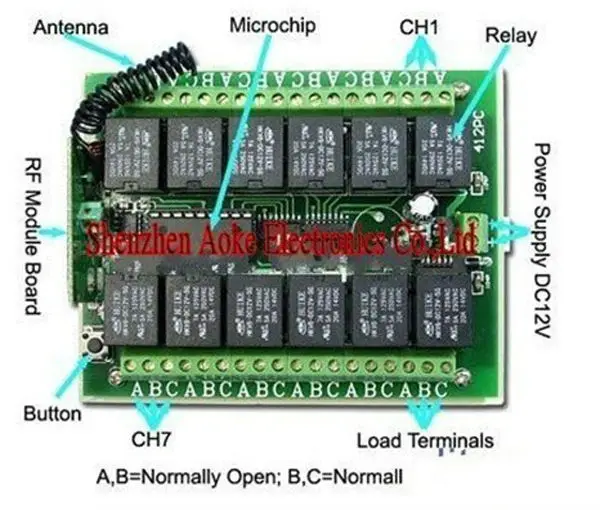 12 V 12CH RF беспроводной пульт дистанционного управления/передатчик и приемник/узнать код 8 видов работы