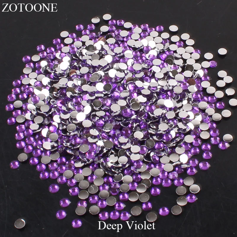 ZOTOONE 2-6 мм 1000 шт прозрачные Стразы AB без горячей фиксации плоские с оборота Стразы для ногтей для одежды ногти 3D дизайн ногтей украшения - Цвет: Deep Violet