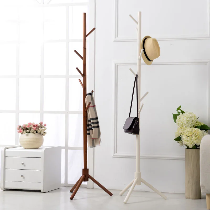8 Hook Modern Colorful Coat Hanger stand for hall furniture Simple Wooden Floor Clothes Rack Bedroom Living Room