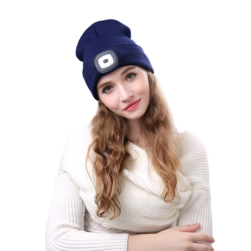 

Outdoor Night Fishing Knitted Hat with LED Light 3-file Brightness Battery Operated Detachable Lighting Beanie Cap Headwear