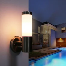Lámpara LED de pared de acero inoxidable, resistente al agua IP65, 5W, E27, estilo moderno, decoración de pasillo, luz de pared para exteriores