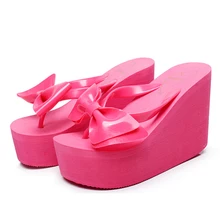 2016 fashion high quality women shoes high with sandals bow slippers summer beach platform flip flops sandalias mujer s245