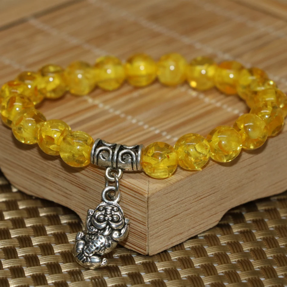 8 мм желтый попкорн имитация смолы пчелиный воск нить бисерные браслеты круглые