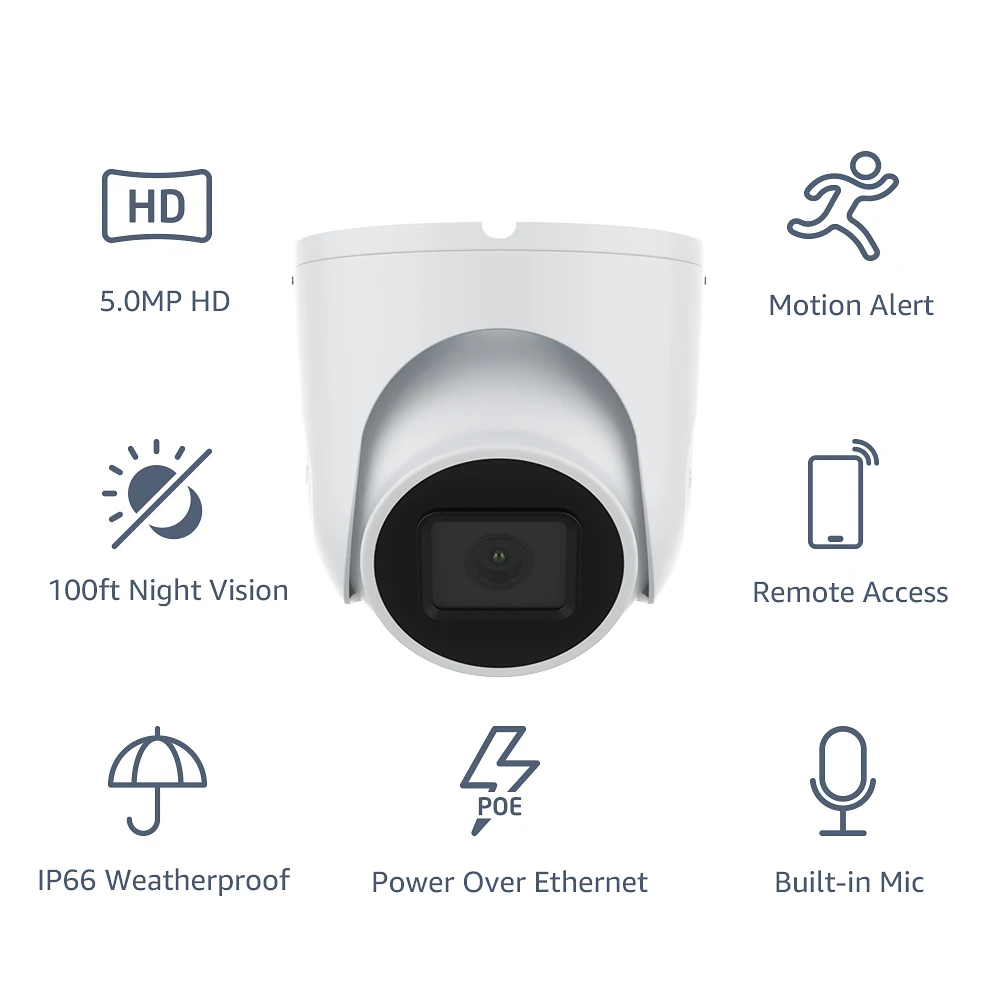  HVIEW IP Camera 5MP PoE Onvif IP Camera 5mp Outdoor Security Cameras Outdoor Indoor Home Security C