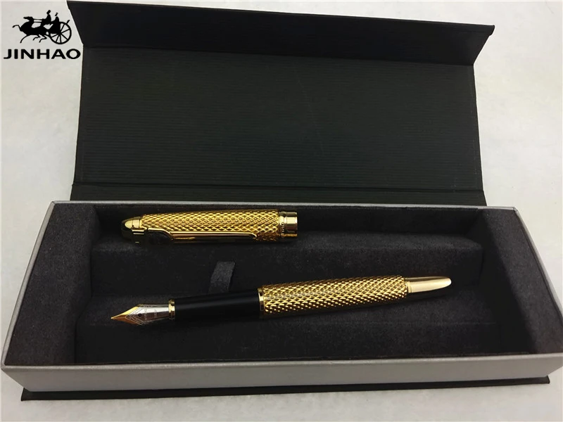 

1pc/lot JINHAO 163 Fountain Pen 2 Colors Gold/White Pen Gold/Silver Clip JINHAO Luxury Brand Pens Office/Writing Supplies 0.5mm
