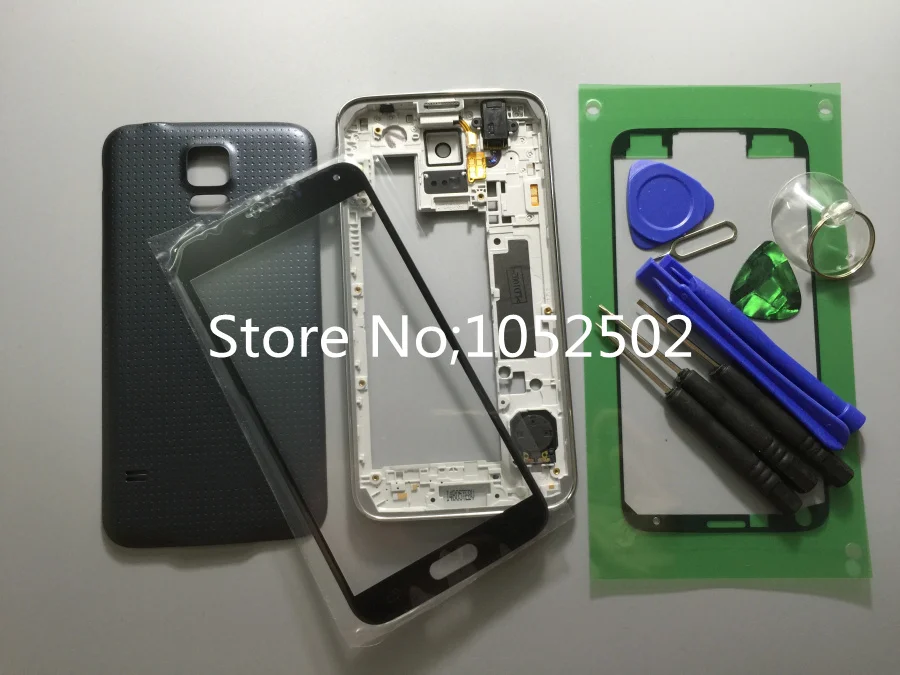 Original Middle Frame Bezel Front Glass Lens Housing Cover Case Chassis Full For Samsung S5 SV