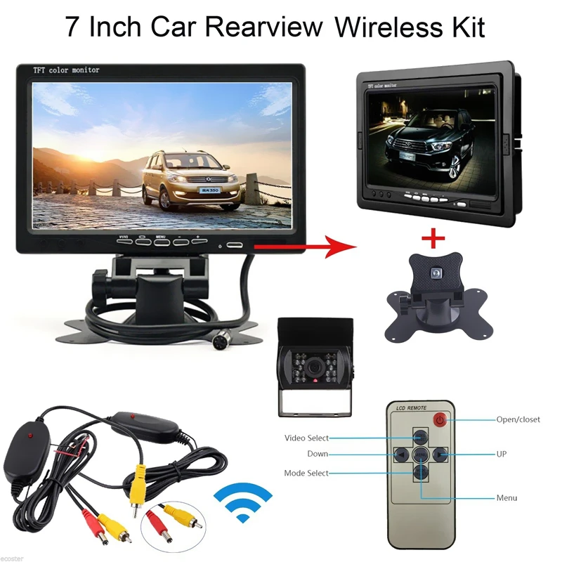 Goedkoop 12 24 v Auto IR Achteruitrijcamera Draadloze Backup Camera Kit + 7 \