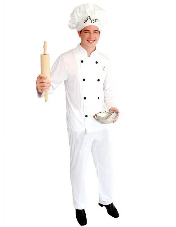 Большой шеф-повара/Kitchener Play костюм Топ/брюки/шляпа ужасающая белая ткань для праздничного фестиваля вечерние бальные
