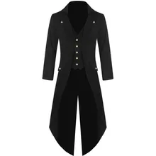 Для мужчин винтажный костюм куртка длинные смокинг Винтаж стимпанк Ретро фрак Однобортный готический, викторианской эпохи сюртук