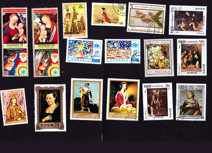 Новые 20 шт./лот всемирно известные художники штампы для рисования все разные из многих стран без повторения помеченные почтовые марки сбора