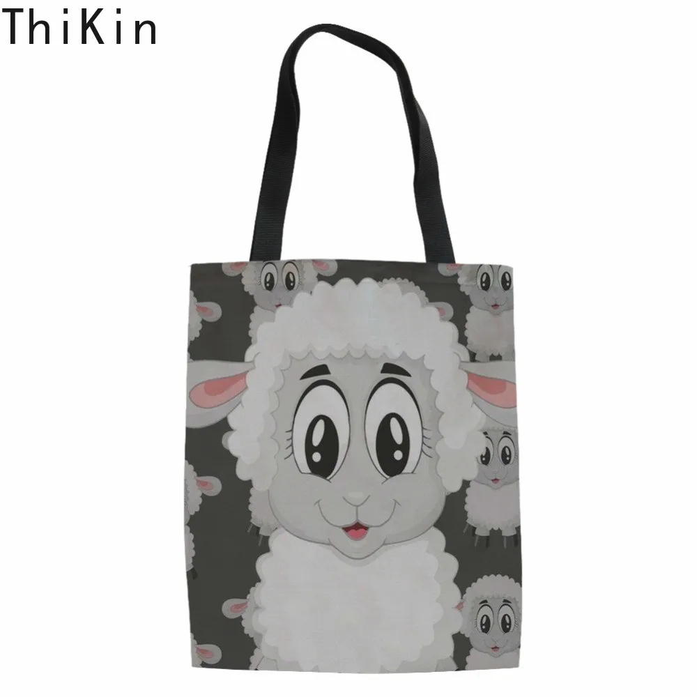 THIKIN овечка с принтом женская хозяйственная сумка Buffalo коровья Холщовая Сумка для подростков девочек модная многоразовая эко-сумки на плечо
