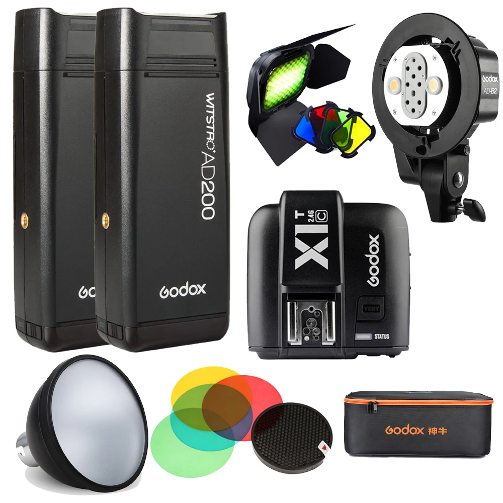 GODOX AD200 ttl 2,4 г HSS 1/8000 s Карманный вспышки света двойной головкой+ X1T-C передатчик+ AD-B2+ AD-S2+ AD-S11+ CB-09+ BD-07 для Canon