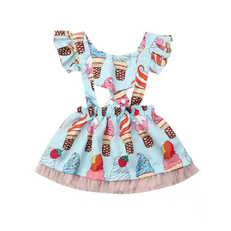 

Newborn Kids Baby Girls Summer Dresses Clothes Ice Cream Print Princess Party Toddler Infant Dress Sundress Clothings Clothes