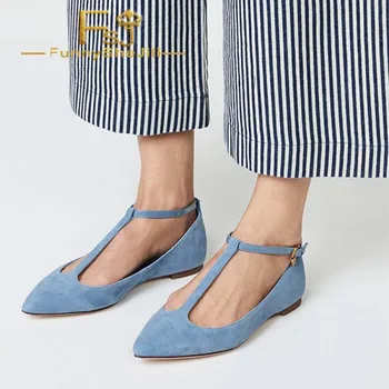 

Light Blue Pointy Toe Comfortable Flats T Strap Ballet Shoes Summer Autumn Attractive Attractive Generous Fashion FSJ Sexy