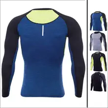 Мужские спортивные топы для фитнеса, Длинные футболки, спортивный бег Йога, поезд Pro, быстросохнущие компрессионные тренировочные футболки для бодибилдинга, MY1781