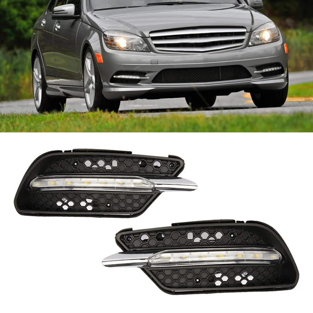

NOVSIGHT Auto Car LED Daytime Running Light White Fog Light DRL Driving Lamp Kit for Benz W204 2008-2010 D20