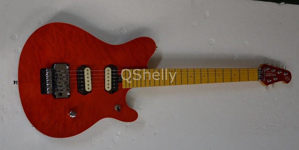 

top quality QShelly custom quilted maple top musicman EVH vintage maple neck white binding pearl tuner electric guitar