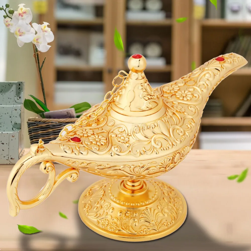 Metal Carved Fiction Lamp Luxury Vintage Genie Magic Legend Wishing Tea Oil Pot Royal Table Decoration Art Home Furnishing Decor Metal Carved Fiction Lamp Luxury Vintage Genie Magic Legend Wishing Tea Oil Pot Royal Table Decoration Art Home Furnishing Decor