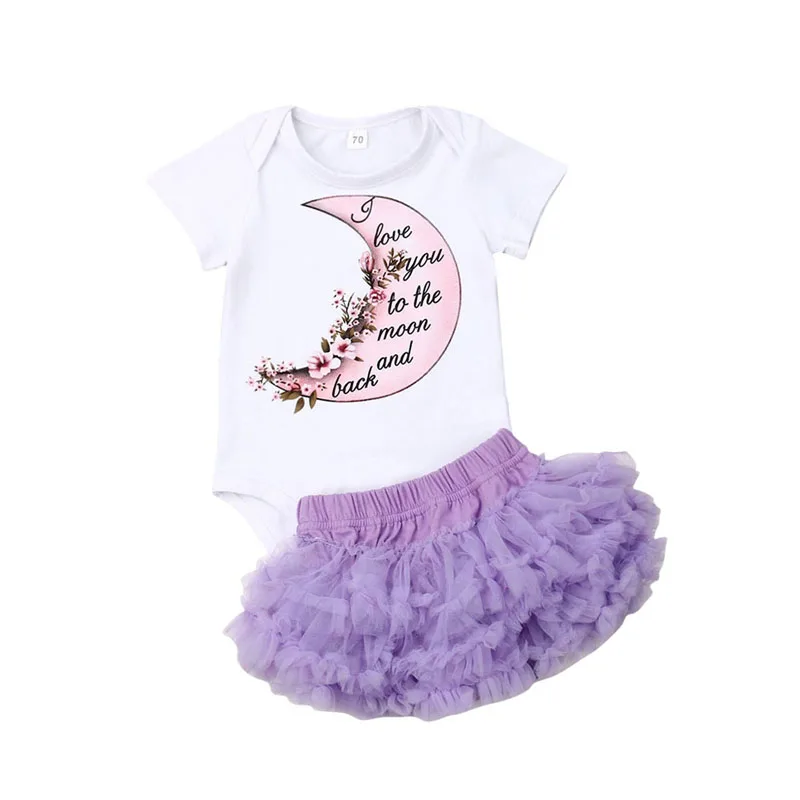 

Pudcoco Fashion Toddler Newborn Baby Girl Clothes Set Short Sleeve Romper Princess Party Romper Tutu Skirt 2Pcs Summer Set
