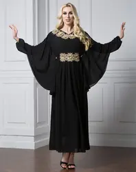 Мусульманская одежда женщины с длинным рукавом исламская dress abayas халат шифон макси вышивка daewoo nexia jilbabas длинные кафтаны для ёенщин