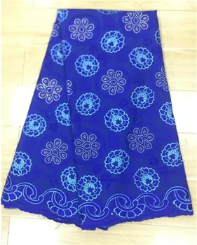 

African brocade fabric in royal blue 100%cotton embroidered lace fashion women swiss brocade for wedding 5yards/lot