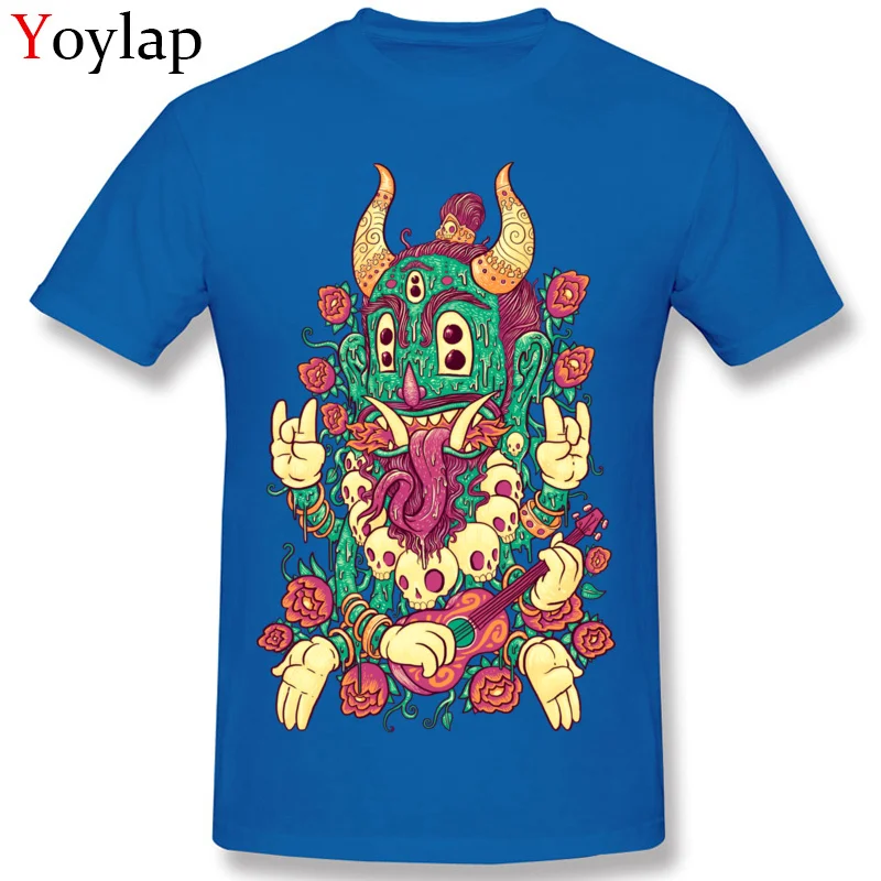 Company Student T-Shirt Crew Neck Summer Fall Short Sleeve 100% Cotton Tops Shirts Rockin Island Demon Casual Tee Shirt blue