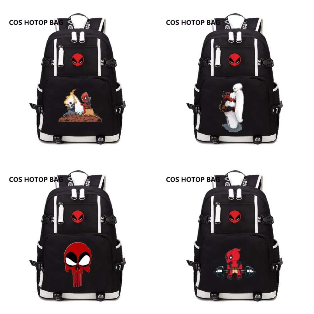 

Deadpool Marvel Comics backpack student schoolbag casual teenagers Men women's School travel Shoulder Rucksack 13 style