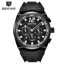 Reloj Hombre BENYAR Black Watches Mens Top Brand Luxury Waterproof Sport Chronograph Quartz Wrist Watch Calendar Clock Saat 2019 benyar chronograph sport mens watches top brand luxury quartz watch clock all pointers work waterproof business watch by 5102m