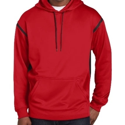 Sport-Tek F246 Tech Fleece Colorblock Hooded Sweatshirt Jacket True Red & Black - Small (1)