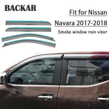 

Backar 4pcs Auto Car Windows Rain Wind Sun Shield Deflector Visor Trim For Nissan Navara 2017 2018 Accessories All Weather