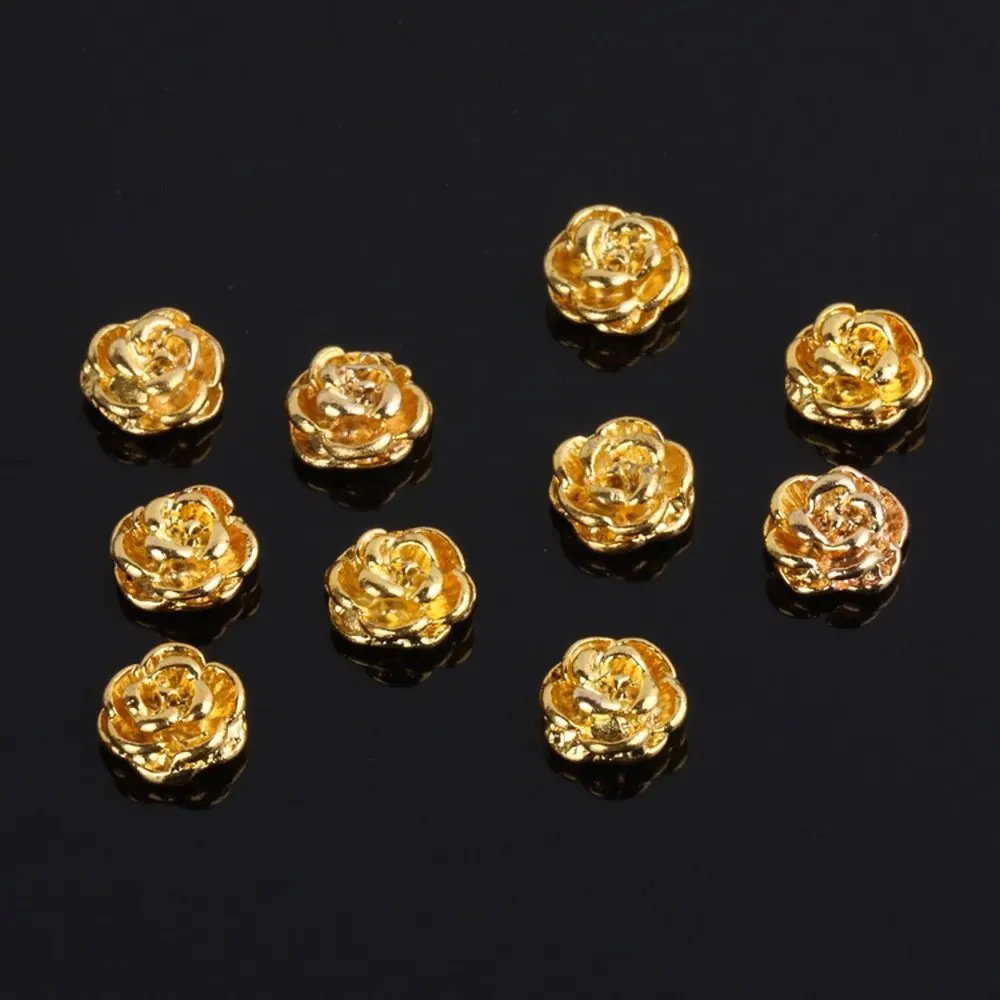 Золотая Роза Форма 10 штук серебро 3D сплав для маникюра дизайнерские слайсы блестки DIY украшения