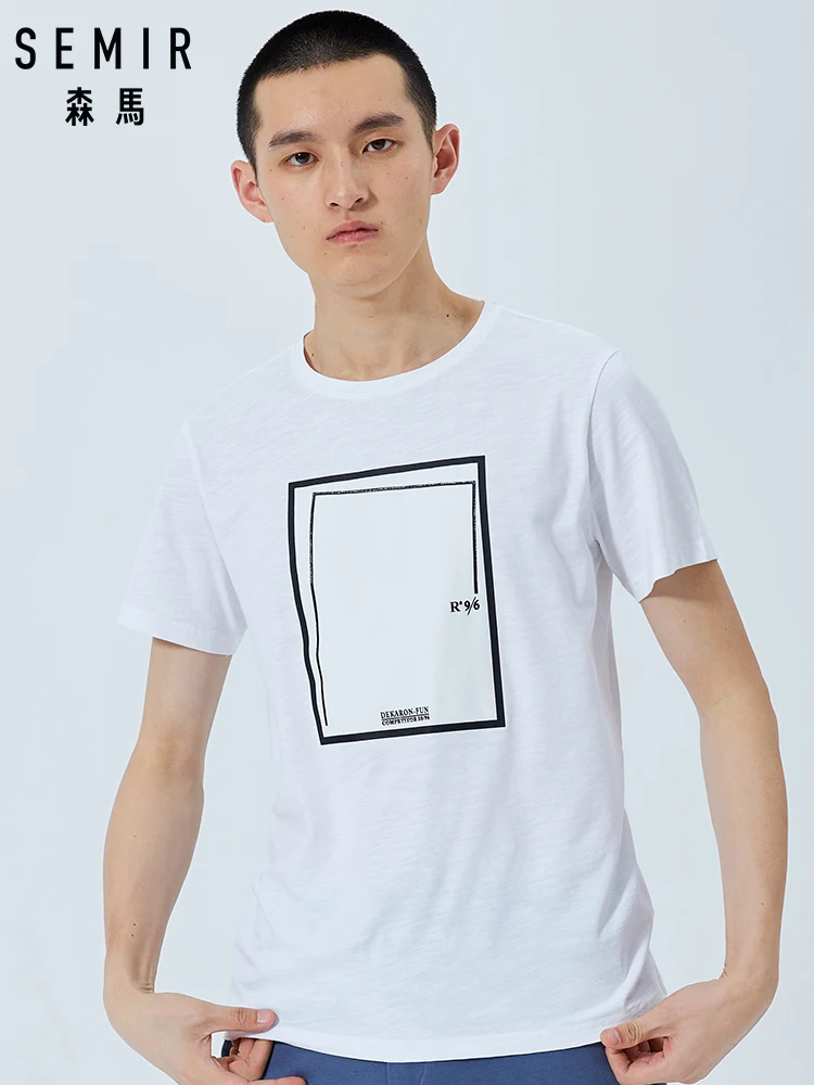 

SEMIR Summer short sleeve T-shirt male 2019 new Korean trend printing casual t shirt student white top clothing