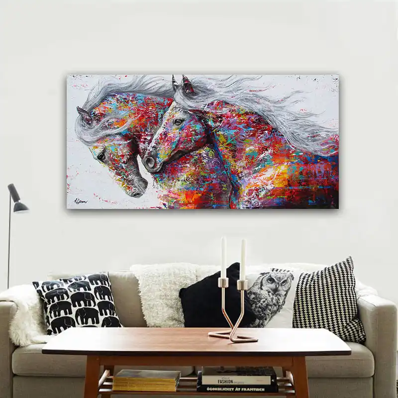 Canvas Hd Print Two Horse Racing Art Animal Poster Picture Canvas Hd Print Two Horse Racing