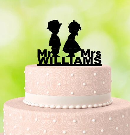 Acrylic Couple Bride Groom Kid Cake Topper Wedding Cake Top Decoration 